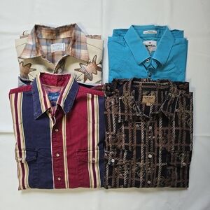 Bundle of 4 Mens Pearl Snap Western Shirts